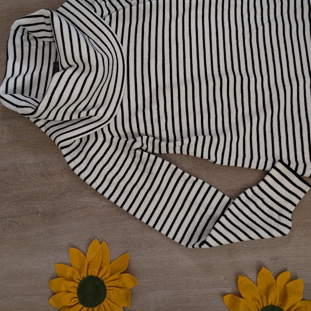 Cowl neck striped sweater